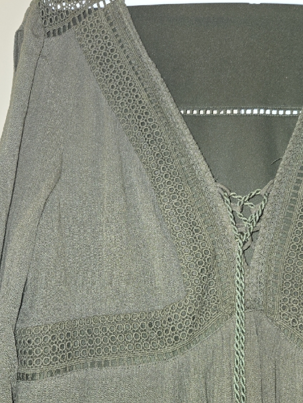 torrid Olive Green Crochet-Trim Boho Dress - Picture 8 of 9